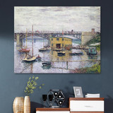 阿尔的桥莫奈油画抽象画客厅装饰画沙发壁画背景画定制欧式无框画