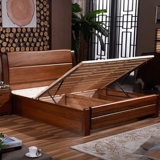 实木床1.8高箱现代中式气压储物床1.5米双人床成人婚床胡桃木家具