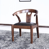 纯北美黑胡桃高档家具全实木椅子真皮靠背坐椅 现代简约实木家具