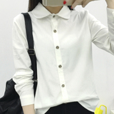 2016新款韩版女装学院风长袖衬衫女娃娃领修身白色衬衣女打底衫潮