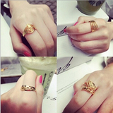 包邮黄金色欧币戒指饰品女日韩国时尚不褪色气质可调节指环食指