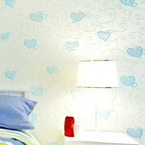 环保无纺布墙纸粉色 女孩卧室床头背景儿童房壁纸墙纸 3D立体爱心