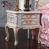 fp欧式实木雕花宫廷奢华家具法式浪漫古典卧室家具双抽彩绘床头柜
