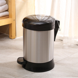 创意家用办公缓降静音不锈钢脚踏垃圾桶有盖3L|5升厨房客厅卫生间