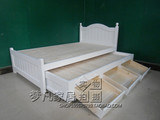 韩式实木儿童床1.2单人床双人床1.5子母床拖床亲子床双层抽拉床