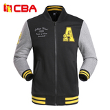 CBA男子开衫运动卫衣 秋季运动服 韩版修身棒球衫运动外套男