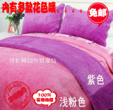 出口韩国 短毛绒加厚保暖床单 床垫 三件套 冬季绗缝被床盖特价