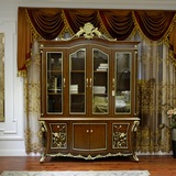 特价新古典书柜 简约欧式实木四门装饰展示柜 美式复古玻璃储物柜