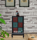 中式新古典家具彩漆复古实木斗柜储物柜玄关柜装饰柜虎腿门厅柜