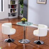 新款室内茶几休闲桌椅组合套装圆款玻璃接待咖啡台套装 一桌二椅