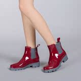 2015冬新款韩版短筒雨鞋雨靴水鞋女士鞋休闲优雅中跟雨鞋防雨胶鞋