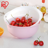 爱丽思IRS塑料厨房可挂式水果盆洗菜盆双层沥水篮筛果盘果篮大号
