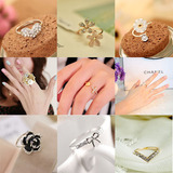 韩版饰品双珍珠开口食指戒指指环可调节欧美时尚日韩国可爱女尾戒