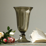 现代简约时尚创意高档客厅餐桌烟灰色玻璃花瓶家居装饰品摆件包邮