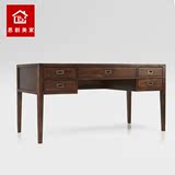 现代中式实木书桌1.5米新中式五屉办公桌写字台禅意会客桌洽谈桌