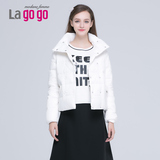 Lagogo/拉谷谷冬新款短款显瘦白色羽绒服女 加厚EDF433G707