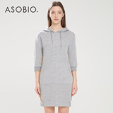 ASOBIO 2015春季新款女装 休闲连帽七分袖中长款卫衣 4513512972