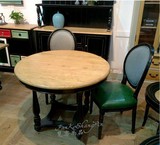 美式乡村实木餐桌餐椅雕花圆餐桌做旧家具组合厂家直销可定制