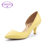 哈森/harson2016夏通勤牛漆皮革女款细跟浅口尖头凉鞋HM68410