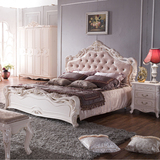 欧式床1米8双人床布艺实木雕花床现代简约橡木婚床田园储物公主床