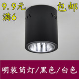 明装圆形筒灯2.5寸3寸3.5寸4寸5寸6寸8 吊杆桶型天花灯外壳罩黑白