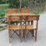 特价户外桌椅碳化实木桌椅快餐桌椅套件家居休闲长方桌椅阳台桌凳