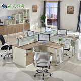 办公家具办公桌4人位 职员桌椅组合 两人位L形财务桌2人屏风桌子