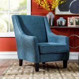 现代美式简约家具客厅布艺单人沙发 麦肯蓝色单人沙发椅