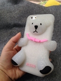 Moschino泰迪熊硅胶手机壳iphone6/6plus/5s亮片白色水晶抱抱熊