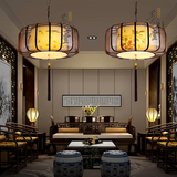 古典茶楼餐厅酒店新中式布艺吊灯手绘仿羊皮客厅卧室书房工程灯具