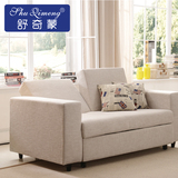 简约北欧风格布艺沙发床多功能可折叠小户型纯色亚麻1.8米沙发