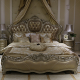 新古典实木床 1.8米真皮床卧室香槟橡木雕刻家具美式公主床欧式床