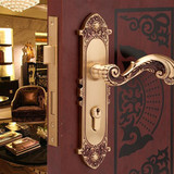 老铜匠欧式纯铜室内房门锁 卧室 卫生间门把手古铜门锁DZ821-360