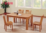 缩折叠餐桌橡胶木小户型餐台饭桌6人实木餐桌椅组合 伸