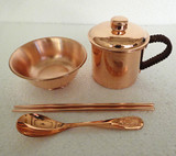 纯铜手工水杯铜碗铜筷铜勺套装 日用铜制品 铜质餐具白癜风辅治