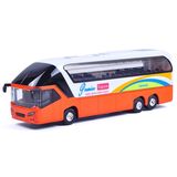 热卖观光双层巴士车模型合金公共汽车儿童玩具校车声光回力旅游小