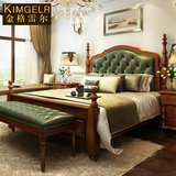 美式床全实木床1.5米双人床美式乡村床高箱储物床绿色公主婚床1.8
