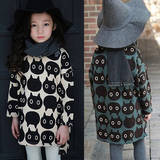 15韩版冬装女童套头中长款卫衣连衣裙儿童加厚加绒宽松休闲外套