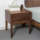 简约现代北欧日式黑胡桃橡木全实木原木单双抽屉迷你小床头柜卧室