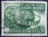 奥地利-各国国旗和地球-联合国10周年邮票 1955年1全 美元价$3.5!