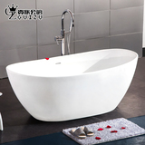 独立式浴缸人造石1.6米椭圆浴缸单人双人浴缸环保带下水贵族公馆