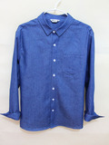 Rain'g原创 修身型长袖  牛仔衬衫男士  日系复古 薄款衬衣潮流