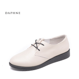 Daphne/达芙妮2016秋季新款系带圆头皮鞋女鞋平底纯色透气单鞋潮