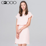 G2000夏季新款女装纯色气质连衣裙女士时尚优雅中裙