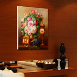 欧式油画花瓶现代客厅装饰画西餐厅无框画宾馆壁画酒店饭厅挂画