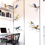 小创意客厅走廊复古贴画个性文艺彩色树枝鸟装饰卧室衣橱柜墙贴纸
