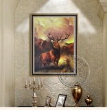 高档动物油画招财麋鹿玄关过道走廊客厅餐厅装饰画欧式纯手绘油画