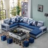 布艺沙发组合简约现代大小户型绒布沙发客厅转角品牌布沙发可拆洗