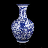 景德镇青花瓷龙纹大号落地陶瓷花瓶 现代客厅家居摆件创意工艺品