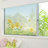 可定制窗户贴纸透光不透明浴室窗纸遮光磨砂膜玻璃贴膜卡通向日葵
